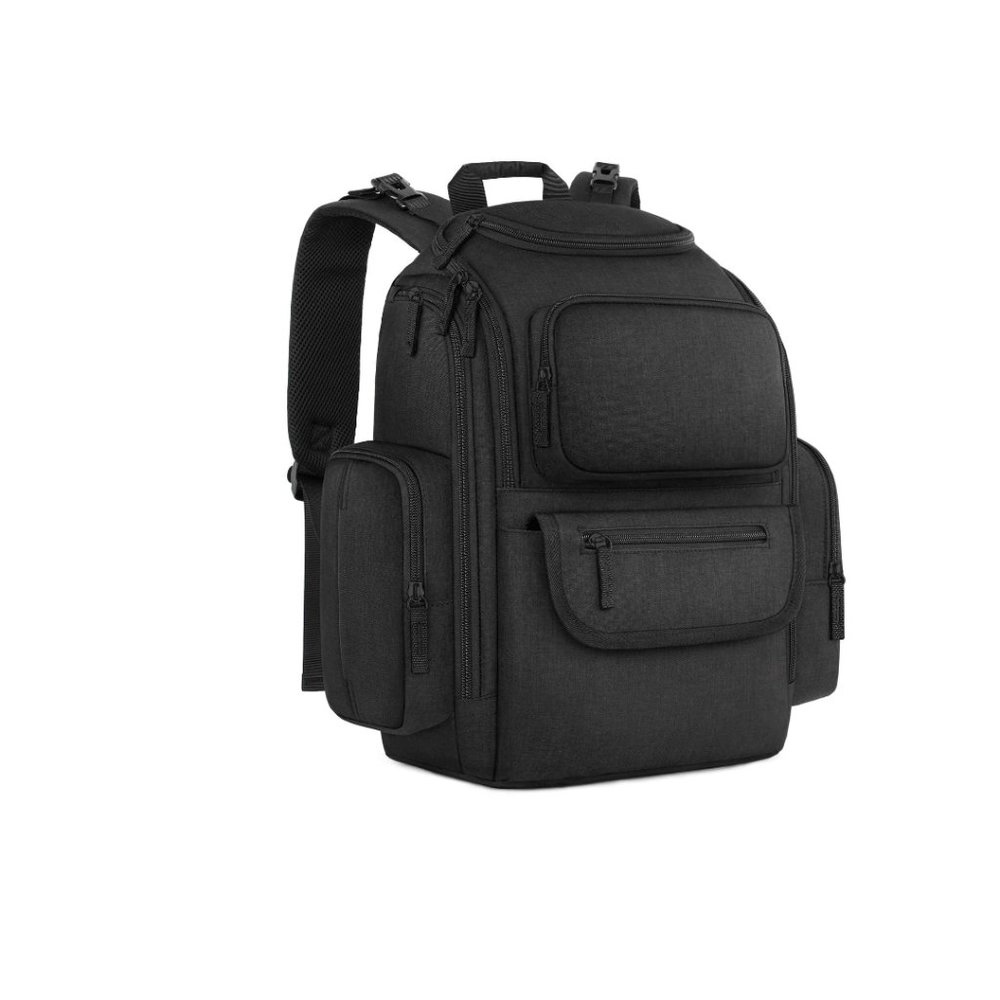 Mancro Diaper Bag Backpack with stroller straps and insulated pockets, black